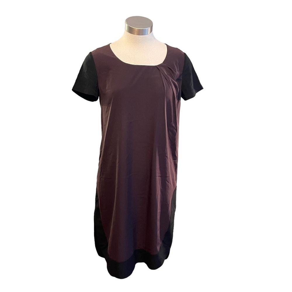 ALLSAINTS Womens Lacyn Dress Black Burgundy Short Sleeve Shift Sz. 6